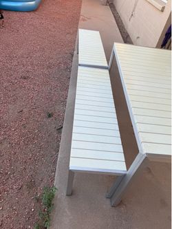 Out door dining table with 2 benches