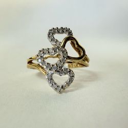 10K Gold & Diamonds Heart Ring
