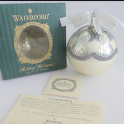 WATERFORD HEIRLOOMS Ornament PEACOCK MEMORIES BALL NEW NOS 4" Winter Wonderland