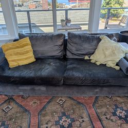 Comfy Blue Velvet Sofa