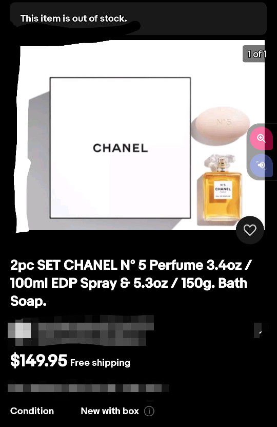 Chanel N5 3.4 oz. Eau de Parfum Soap Set