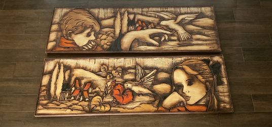 Jean Claude Gaugy Wood Carved Oil Paintings