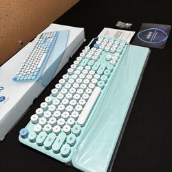 NEW Wireless keyboard & Wrist Rest Set (Blue)