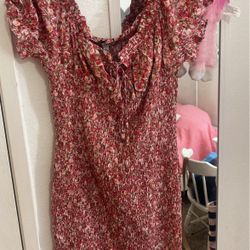 Pink Floral Dress Size Large 