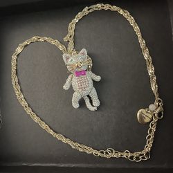 Betsey Johnson Articulated Cat Pendant Necklace 🐱 