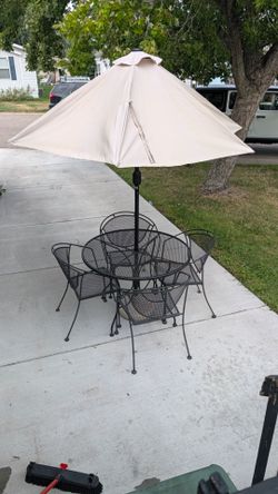 Wrought Iron Patio Set with Umbrella