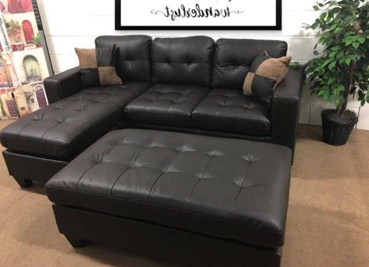 Brand New Espresso Color Bonded leather Sectional Sofa +Ottoman (New In Box)