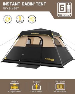 FanttikOutdoor 4 Person Instant Tent for Camping Setup in 60s Camping Tent with Rainfly & Windproof, Portable Instant Cabin Tent with Carry Bag for Fa