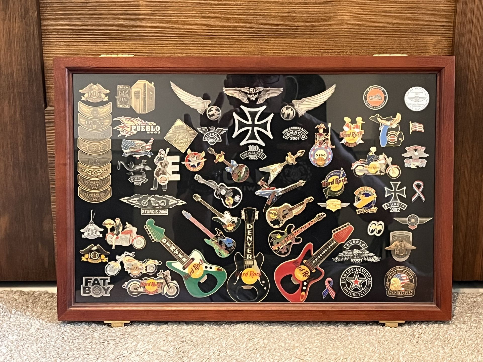 Pin Collection In Wood And Glass Case