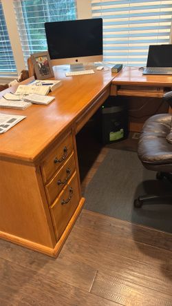 L shaped oak desk