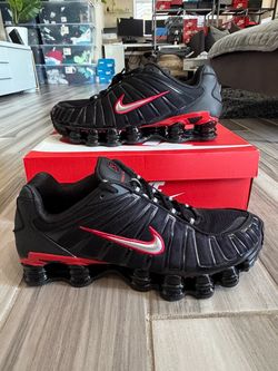 Men's Nike Shox TL Shoes - Black/University Red/Metallic Silver - Size 11, 11.5