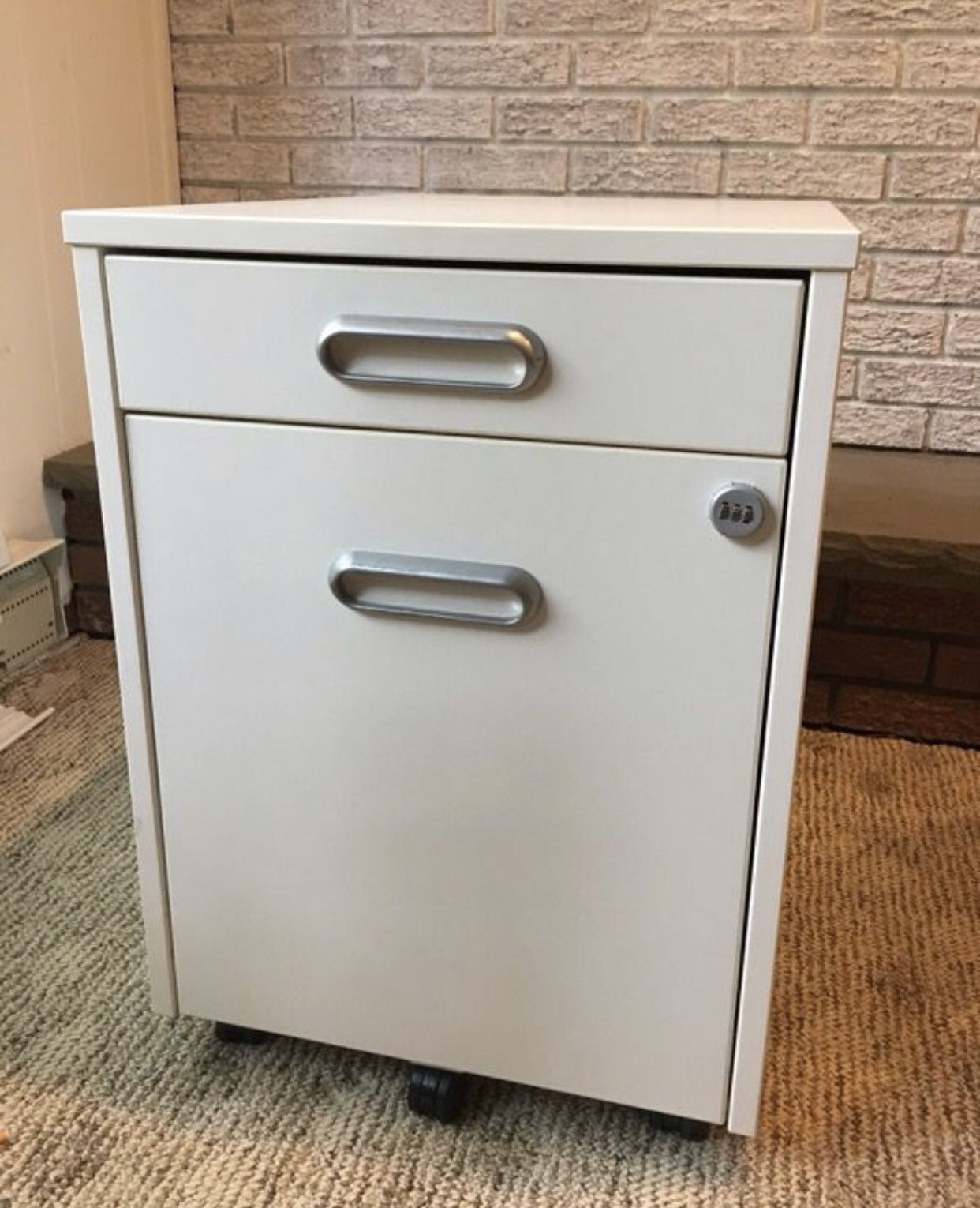 IKEA galant rolling locking file cabinet white 2 drawers office 17 3/4”x 21