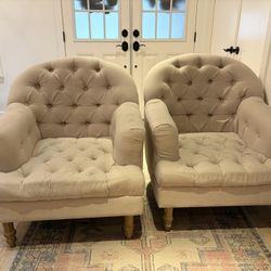 2 Beige Accent Chairs