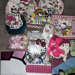 Hello kitty Happy Birthday Decorations With Back Drop