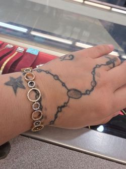 18k Robert coin three color circle diamond braclet