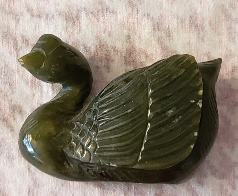 Vintage Jade Swan and Pedestal Base