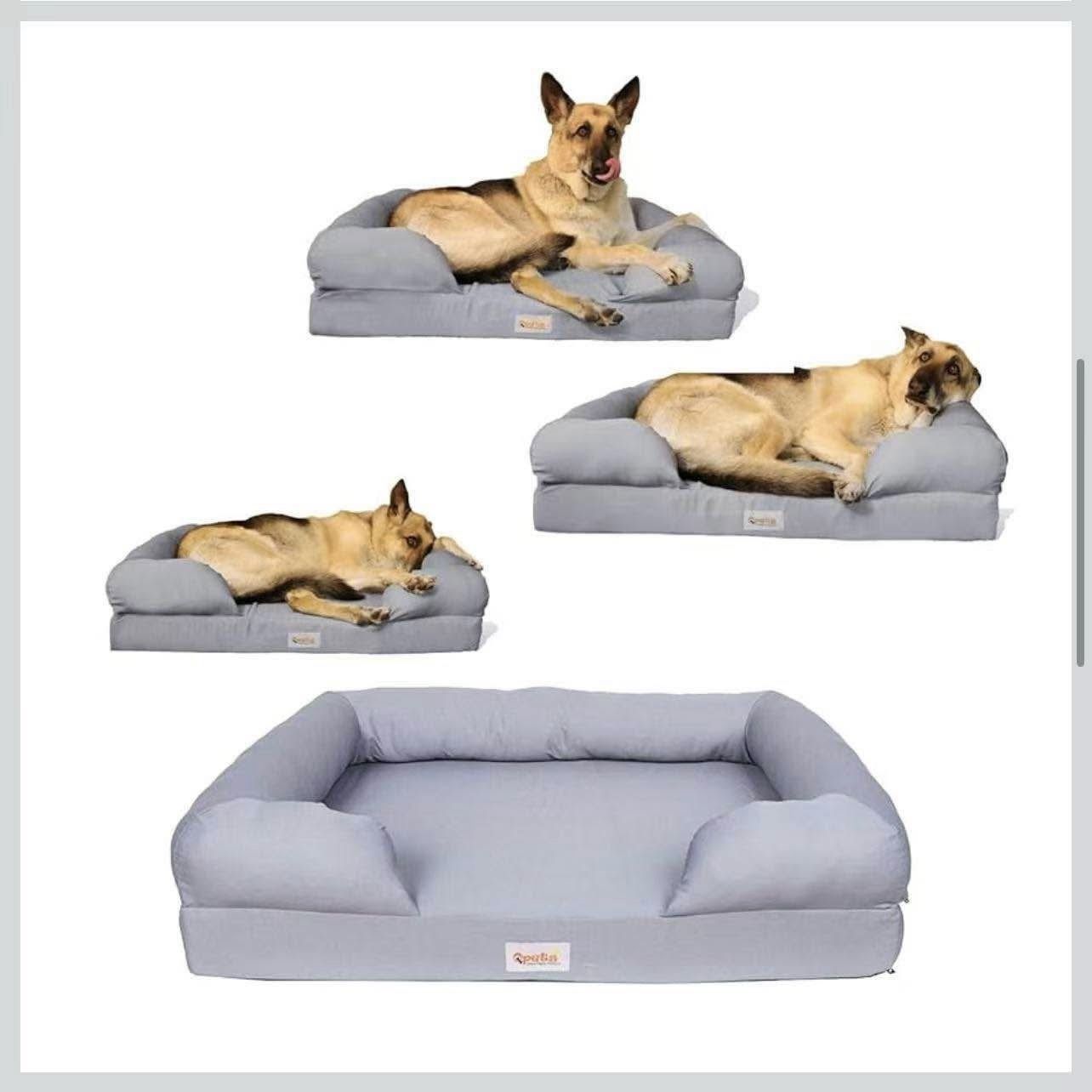 Memory Foam Dog Bed, Ultimate Dog Lounge, Waterproof, Washable Cover, Skin Contact Safe (Large）