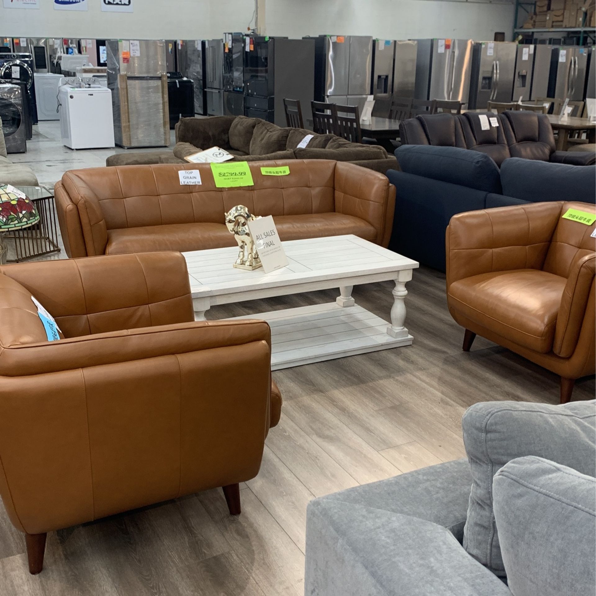 Prospera Home Top Grain Leather 3 Piece Sofa Set
