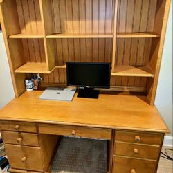 Solid Wood Desk With Hutch