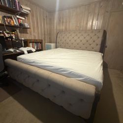 King Size Wood Upholstered Bed $675