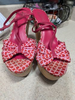 COACH Pink Platform Monogram Heels