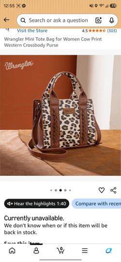 Wrangler Mini Tote Crossbody Bag Leopard Print