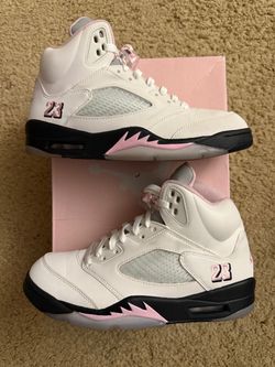 Size 8.5 (Pre owned, comes with box) - Air Jordan 5 retro medium soft pink