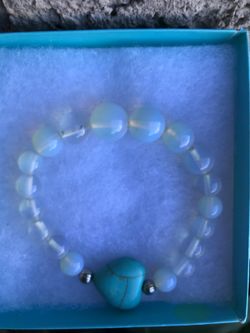 Moonstone with turquoise bracelet.7 inches