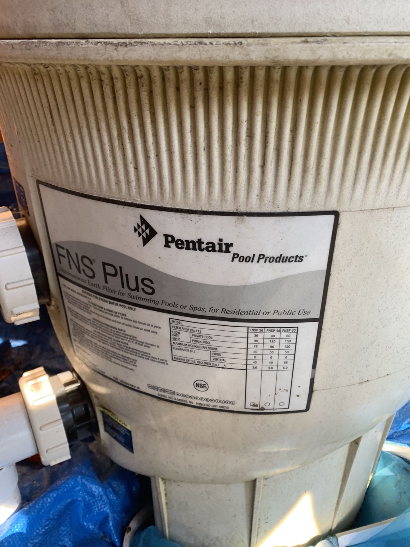 Pentair FNS Plus 48 Pool filter Assembly. Make An Offer!