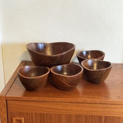 Vintage salad serving bowl + 4 individual bowl