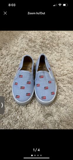 Janie and Jack embroidered flag slip on sneakers