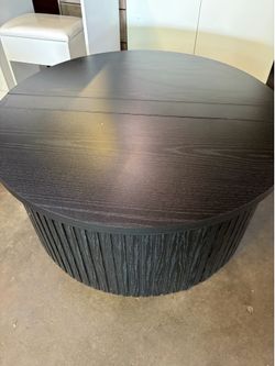35” Round Lift Top Coffee Table with Hidden Storage, Modern Coffee Tables for Living Room, Wood Fluted Center Tables for Home ,Black