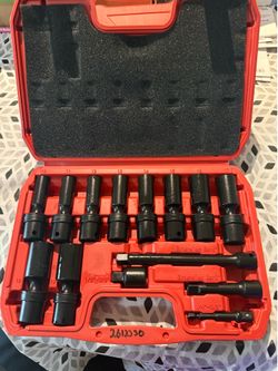 14pcs 3/8" Drive Swivel Socket Set, Deep Universal Impact Socket Set, Metric (10-19Mm) Flexible  Wobble Socket Set, 6 Point