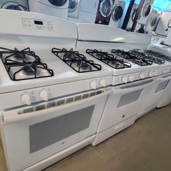 WHITE GE GAS STOVE WITH WARRANTY 