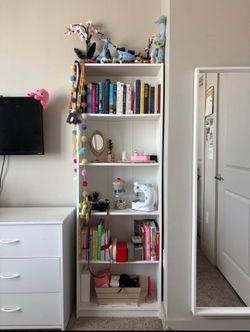 Tall White IKEA Bookshelf – Modern Minimal – Like New
