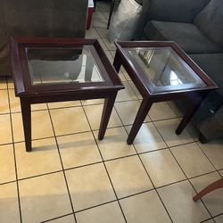 Wooden/glass Side Tables 