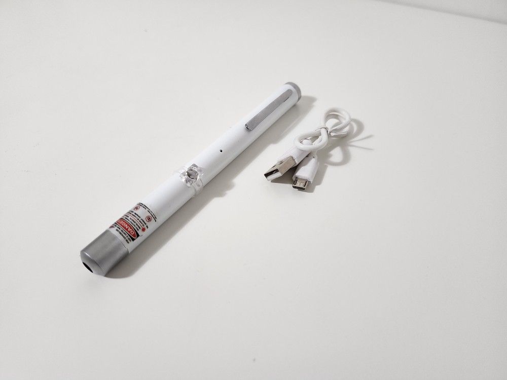 Red L. Beam Single-point L. Pointer Pen with USB Cable White