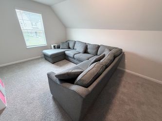 Large Gray Sectional Sofa with Chaise