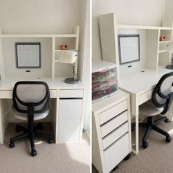 White Computer Desk with Hutch & Storage