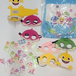 Lot of Baby Shark Party Birthday  Bag Box Mask Cupcake Toppers. Read Description