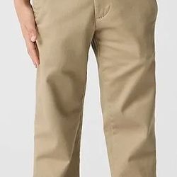 Lands End Straight Leg Beige Khakis Tan Preppy Uniform Pants Boys Size 14
