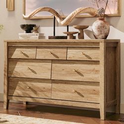 7 Drawer Dresser for Bedroom, 47" Farmhouse Wood Chest of Drawers