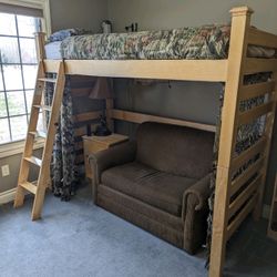 University Loft Twin Bed With Loft Legs, Couch And Matching Desk 