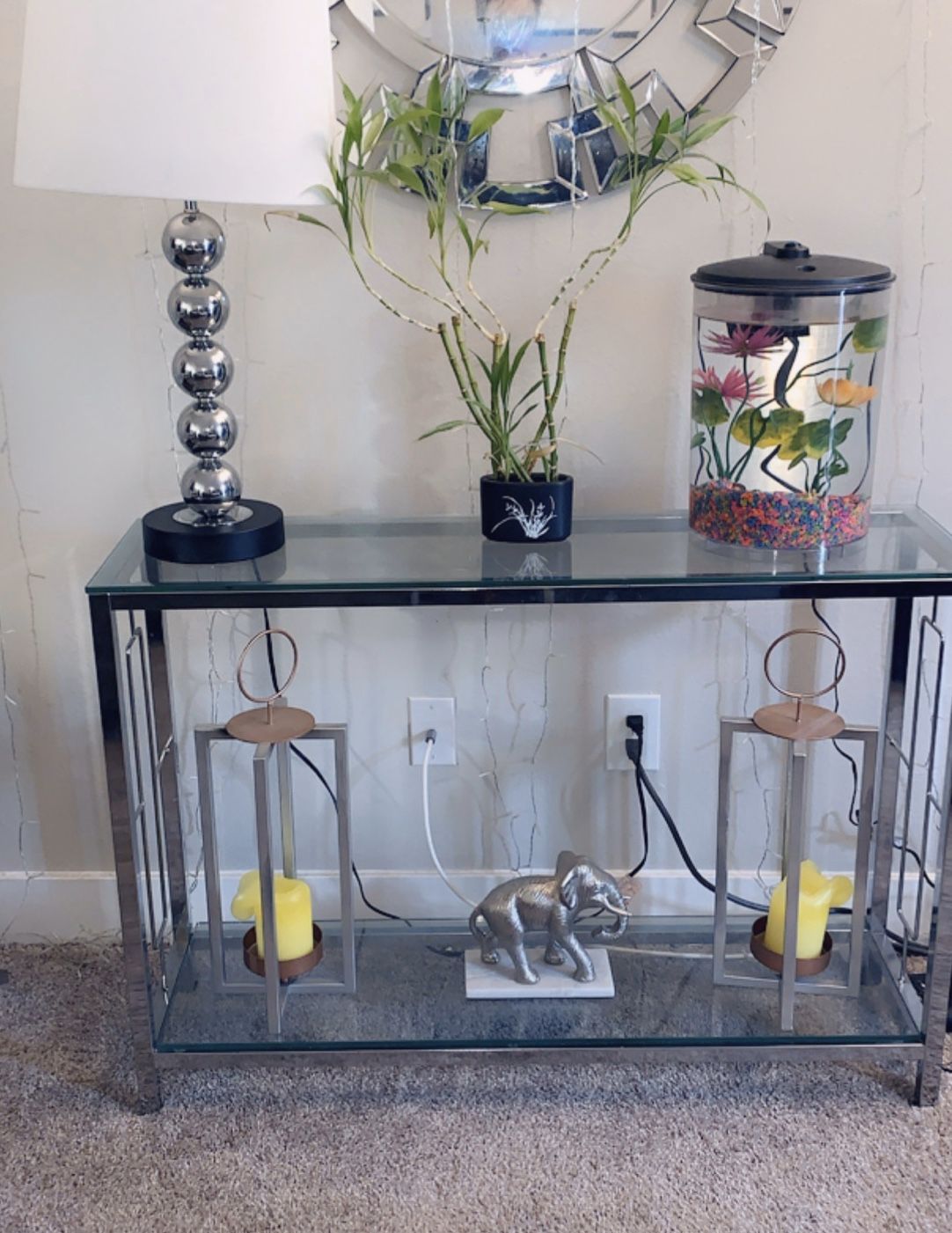 Glass console table