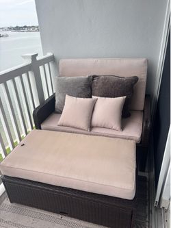 Outdoor Patio Lounge chair with Ottoman - Wicker