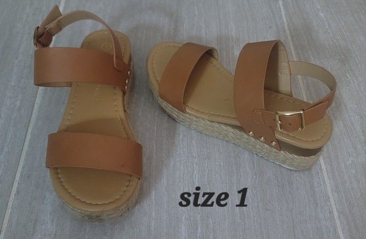 Girls Brown Wedge Sandals