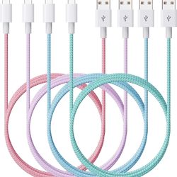 iPhone Charger Nylon Braid Cord 4 Colors Lightning Cable 4 Pack