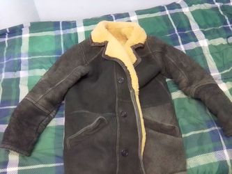 Vintage Shearling Leather Jacket Men’s M Brown Aviator Bomber Coat Paradox