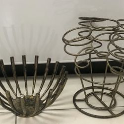 Metal wine rack and fruit bowl Set