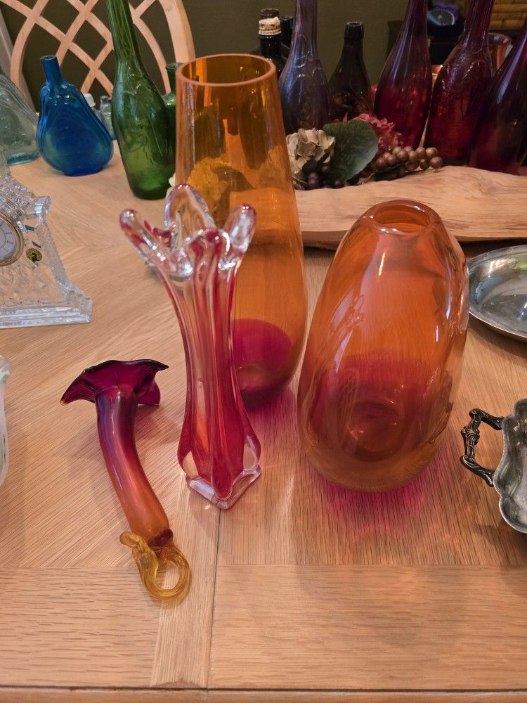 Orange and red Glass antique items
